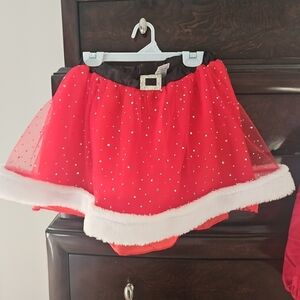 Claire's Festive Red Skirt with White Trim